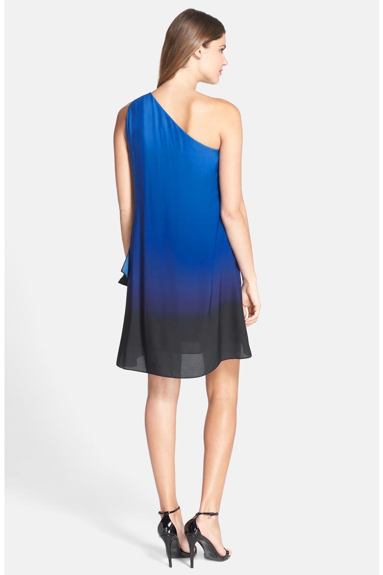 Asymmetrical One-Shoulder Dress, Alternate, color, COBALT BLACK OMBRE