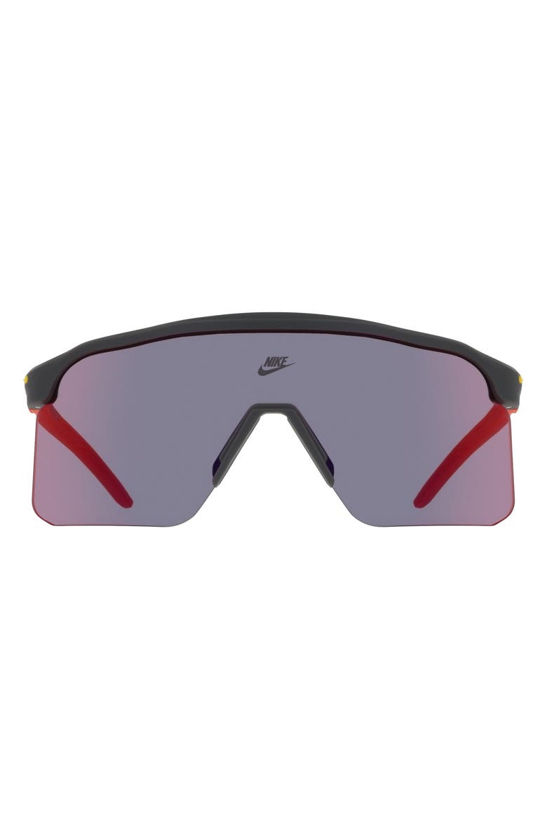 Nike Expedition 61mm Shield Sunglasses, Main, color, Matte Dark Smoke Grey / Red