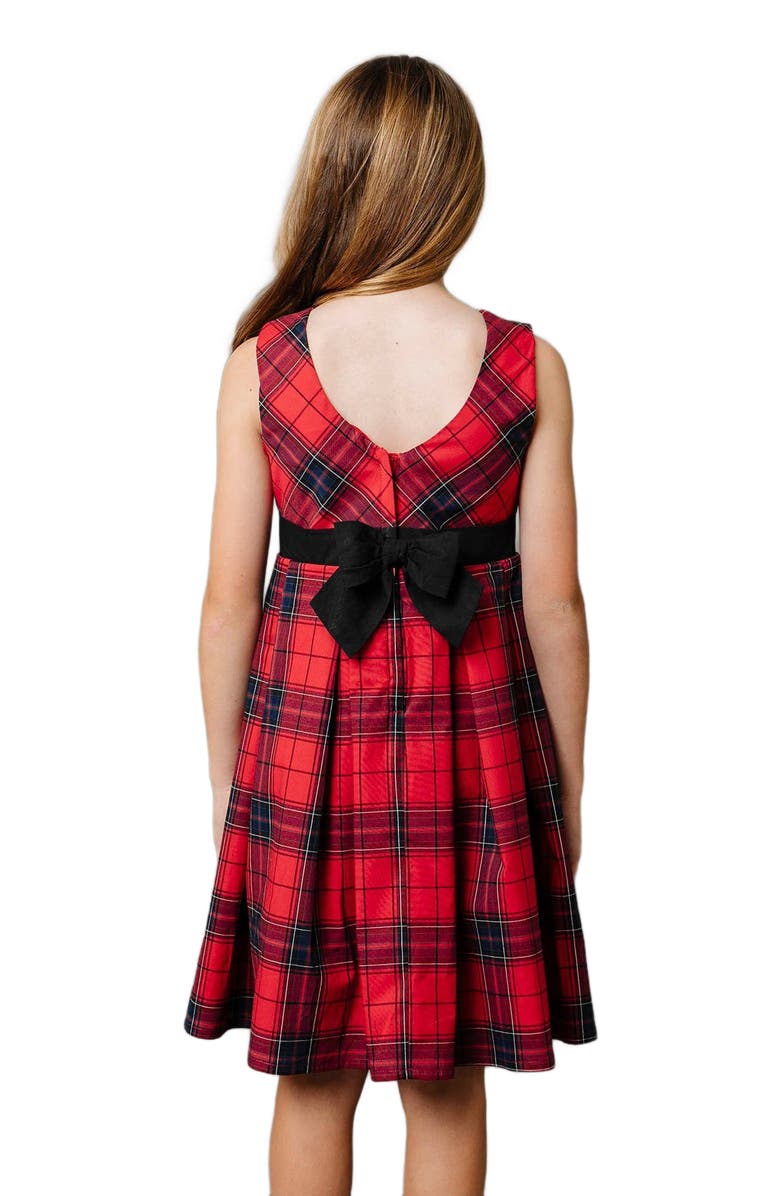 Hope & Henry Girls' Pleated Party Dress, Toddler, Alternate, color, Red Holiday Plaid