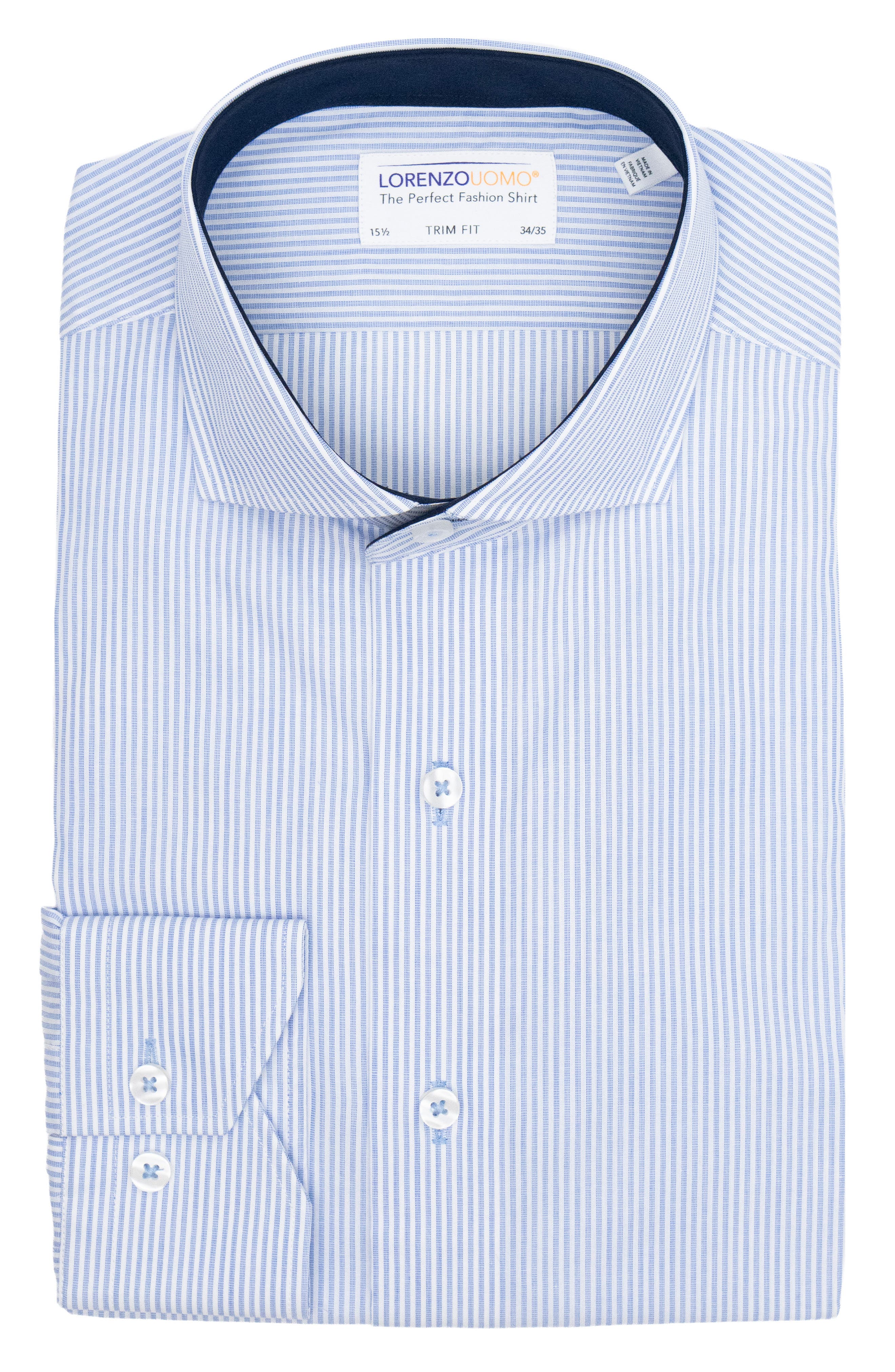 Trim Fit Stripe Print Dress Shirt