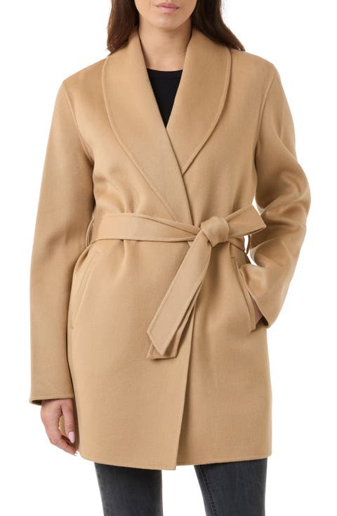 Wool & Cashmere Blend Wrap Coat