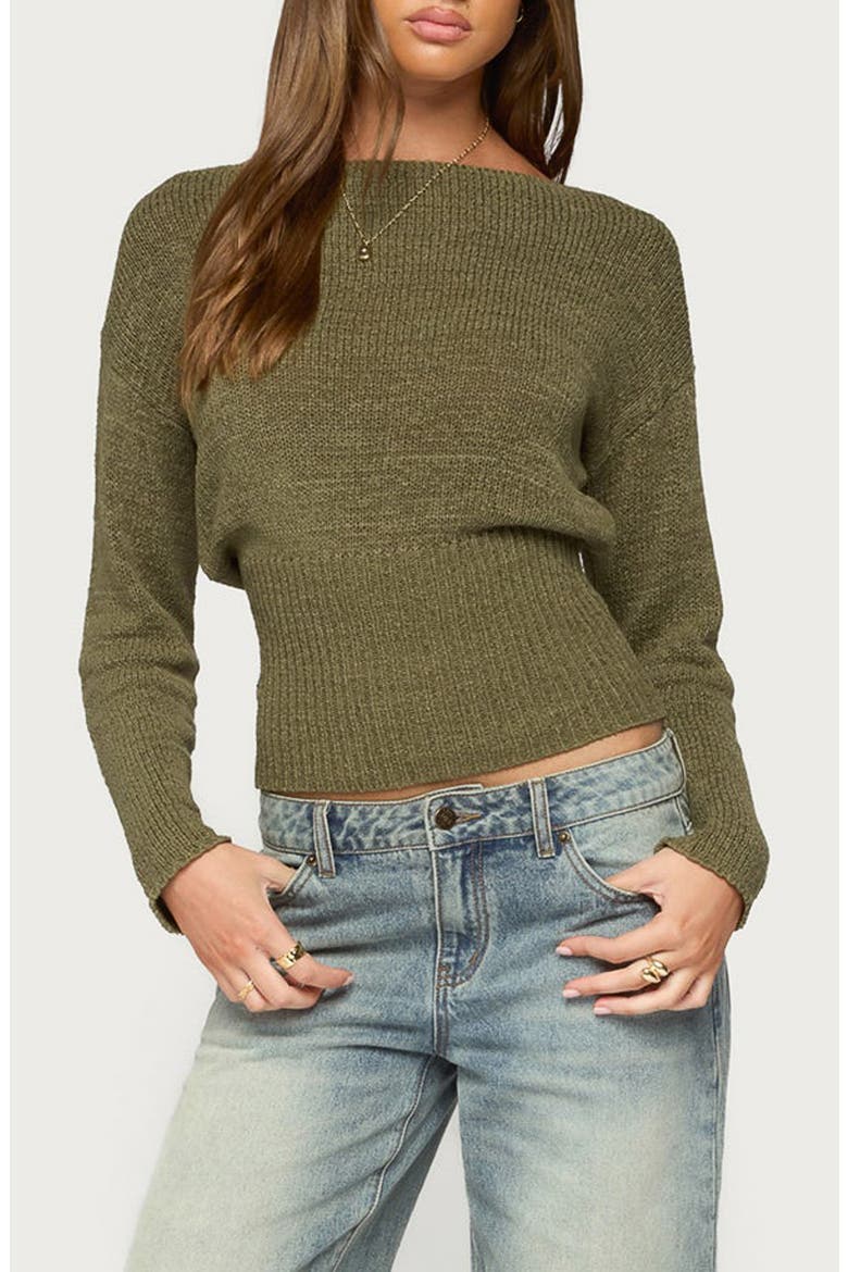 Tezi Boat Neck Light Knit Top, Main, color, OLIVE