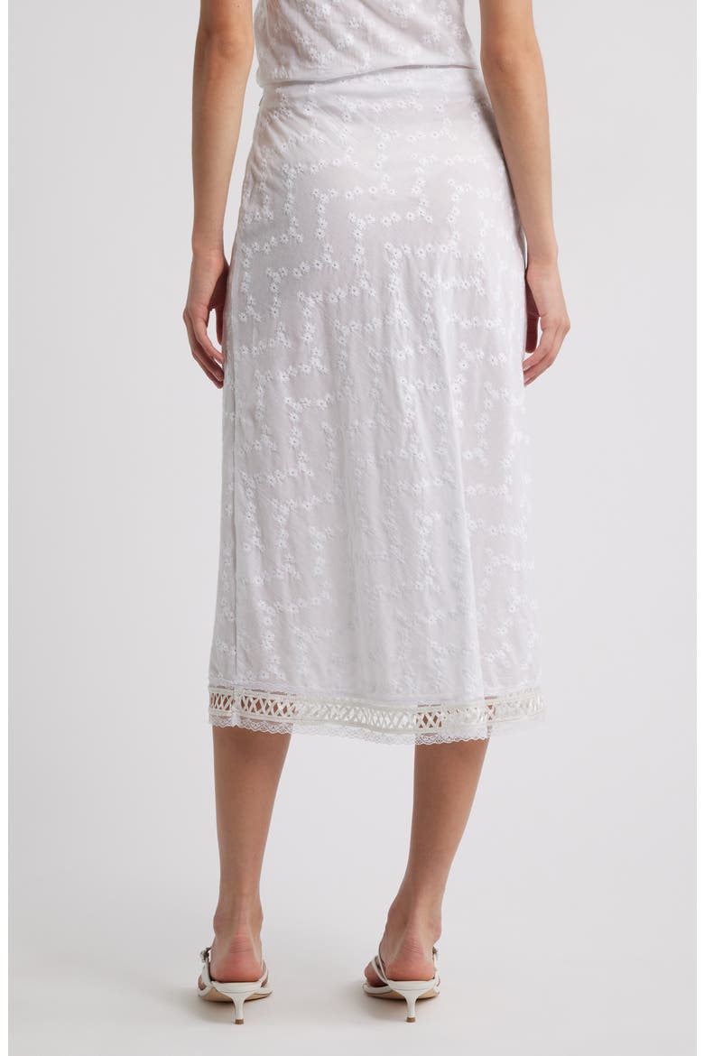 Lace Trim Cotton Eyelet Midi Skirt, Alternate, color, IVORY WITH EYELET PATTERN