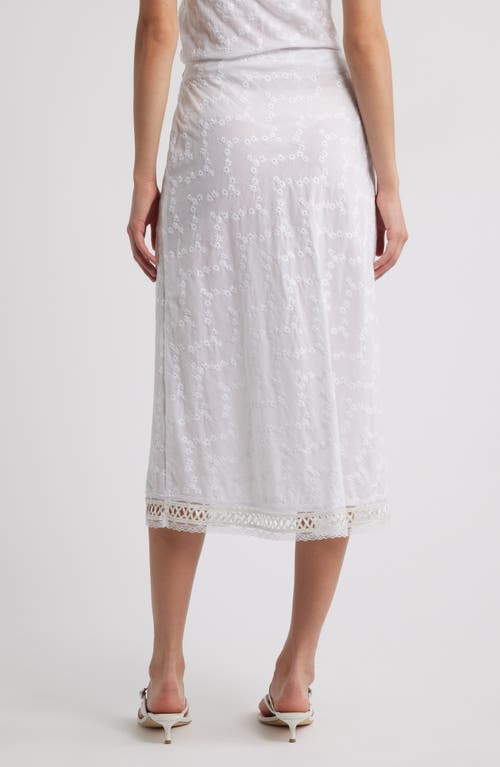 Bella Venice Lace Trim Cotton Eyelet Midi Skirt