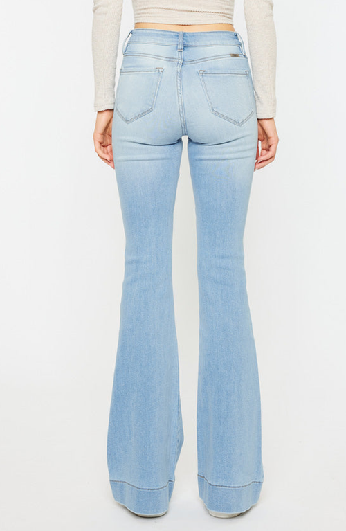 Kancan Roxanne High Rise Flare Jeans In Light Wash