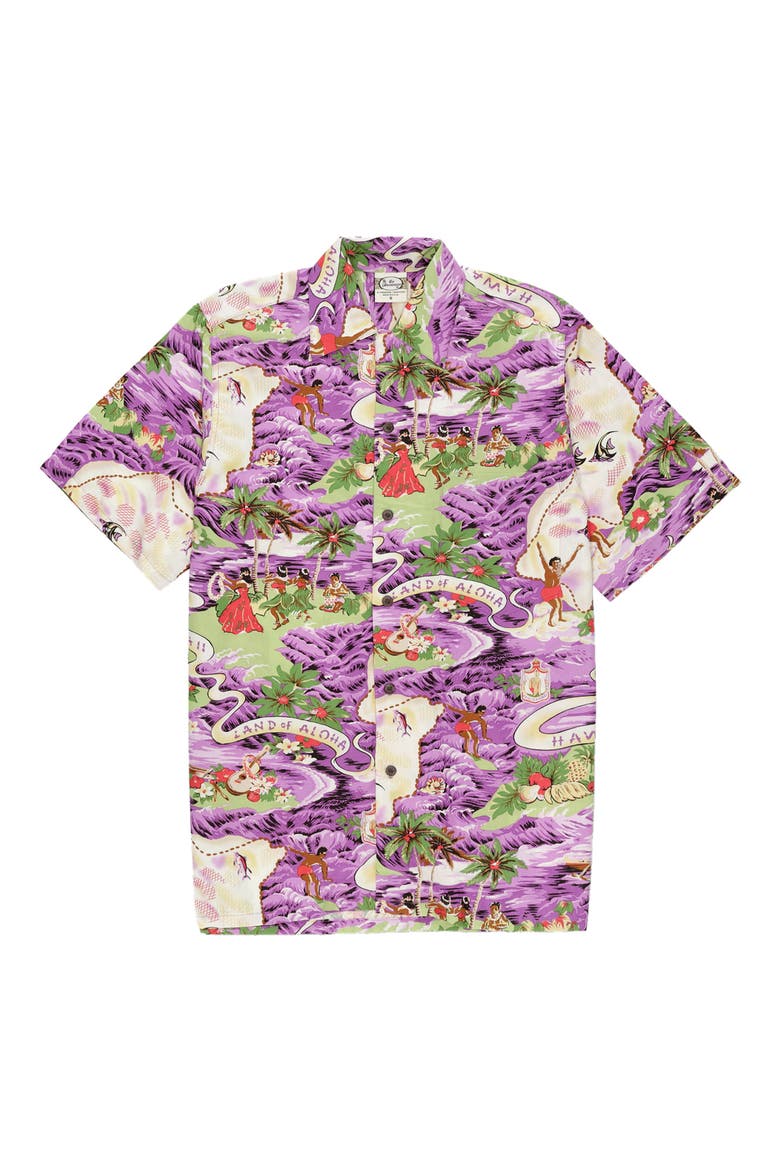 Tropical Hawaiian Short Sleeve Shirt, Main, color, Violet