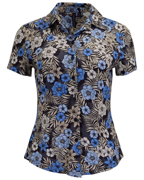 Tropical Mix Womens Printed Button-Up Shirt
