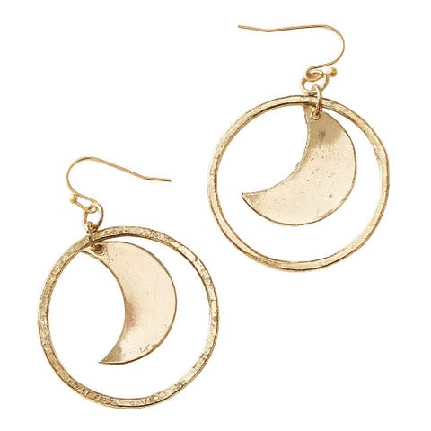 Diya Crescent Moon Hoop Dangle Earrings
