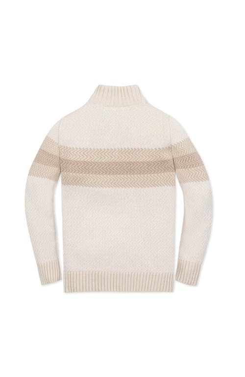 Hope & Henry Kids' Organic Long Sleeve Half Zip Sweater With Engineered Stripe In Neutral
