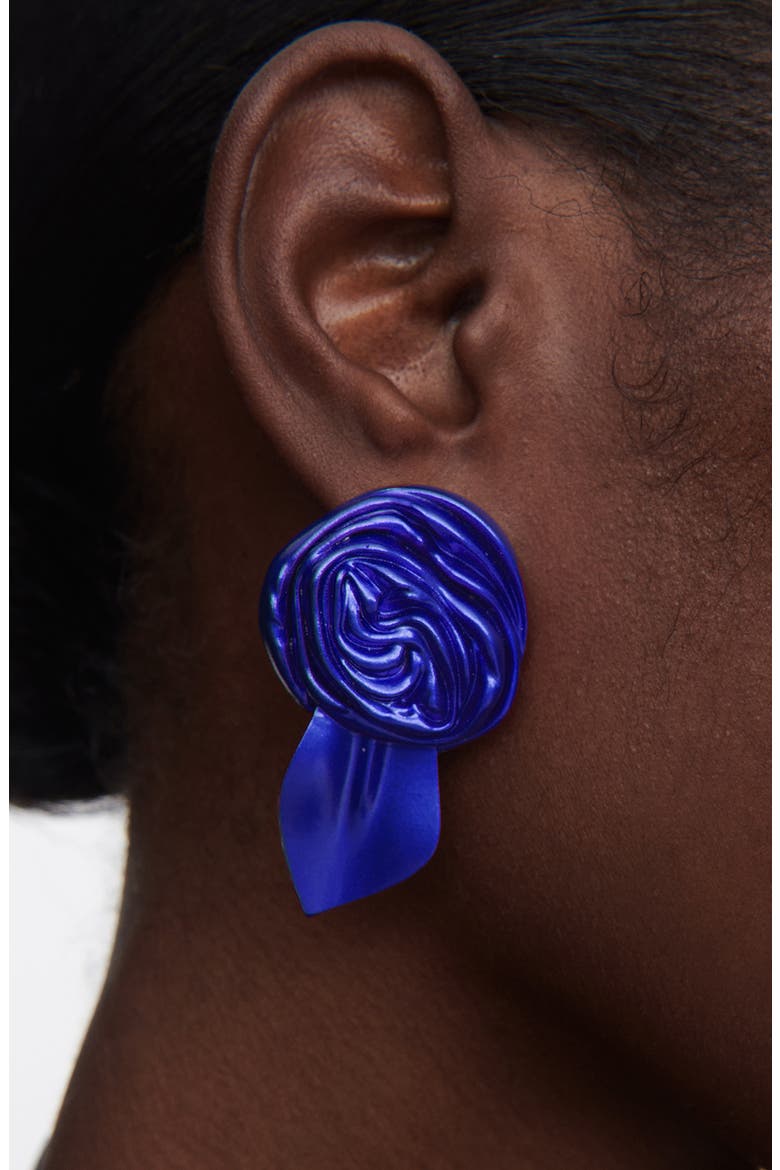Rosette Stud Earrings, Alternate, color, BLUE