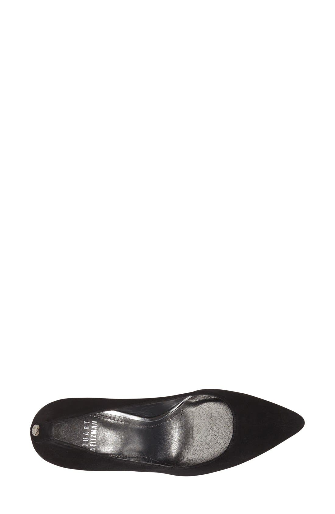 'Logopower' Pointy Toe Pump, Alternate, color, BLACK SUEDE
