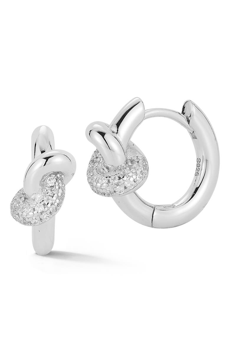 GLAZE JEWELRY Love Knot Hoop Earrings, Main, color, Silver