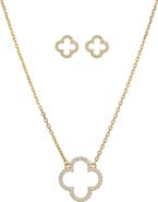 Bearfruit Jewelry Sterling Silver 18k Gold Plated Aria Clover Necklace & Earrings Set Delicate