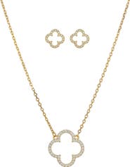 Bearfruit Jewelry Sterling Silver 18k Gold Plated Aria Clover Necklace & Earrings Set Delicate