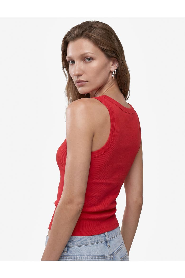 Scoop Neck Ribbed Cotton Tank Top, Alternate, color, RED