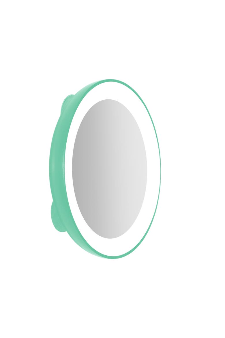 Lighted Compact Mirror with 10X Magnification & Suction Cup, Alternate, color, Seafoam Green