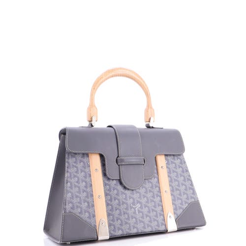 Pre-owned Goyard Goyard Saigon Top Handle Bag Coated Canvas With Leather Mm In Gray