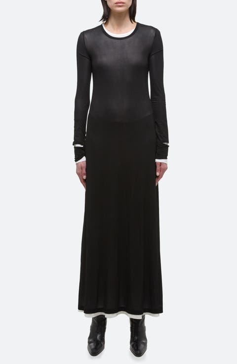 Double Layer Long Sleeve Maxi Dress