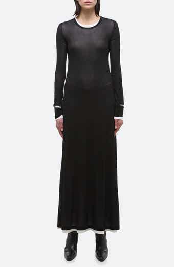 Helmut Lang Double Layer Long Sleeve Maxi Dress