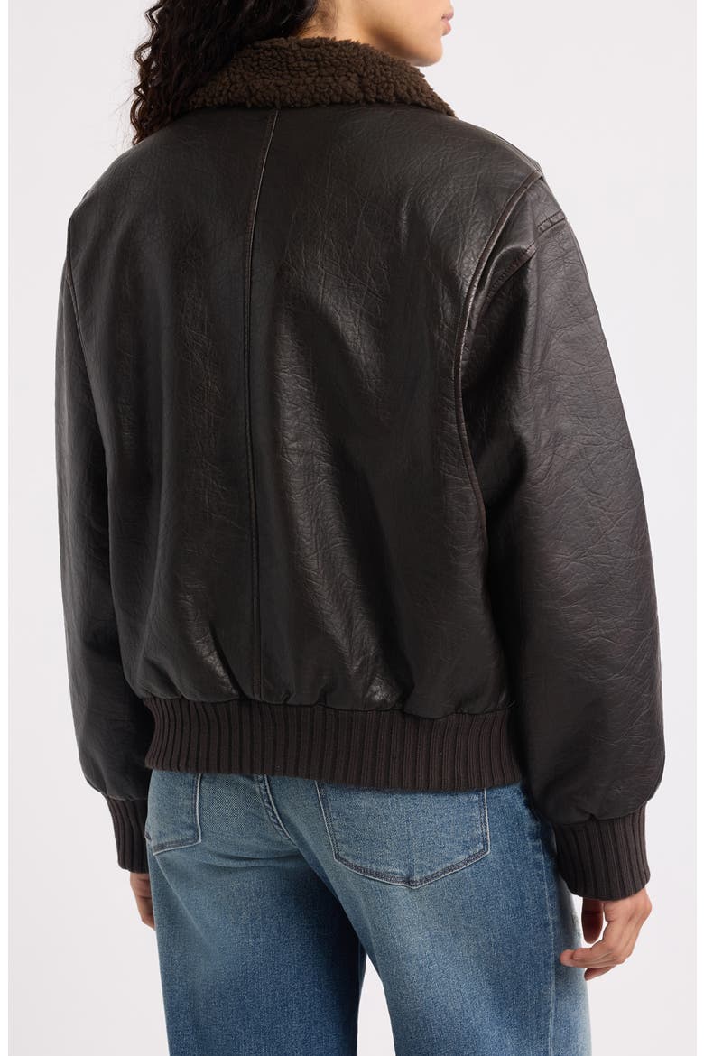 Brooklyn Faux Leather Aviator Jacket, Alternate, color, BROWN