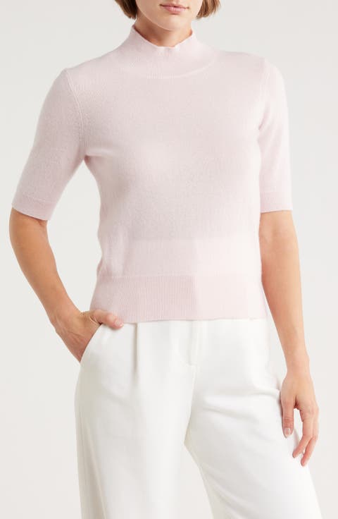 Cashmere Mock Neck Elbow Sleeve Sweater