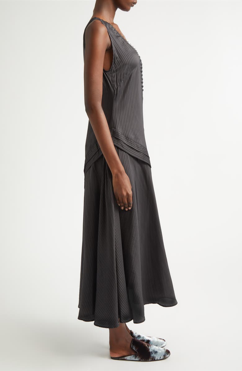 Dries Van Noten Dommy Stripe Crepe Midi Dress, Alternate, color, Grey