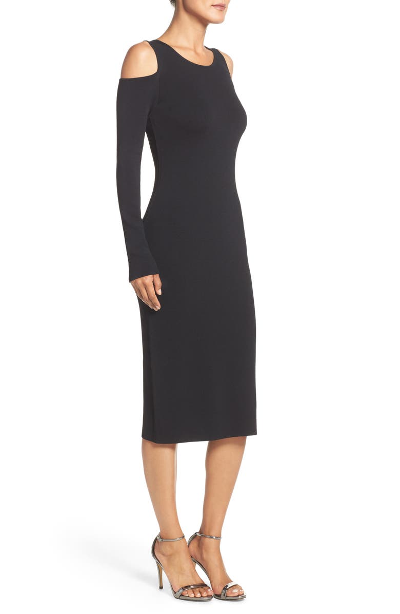 Eliza J Cold Shoulder Knit Body-Con Dress, Alternate, color, 