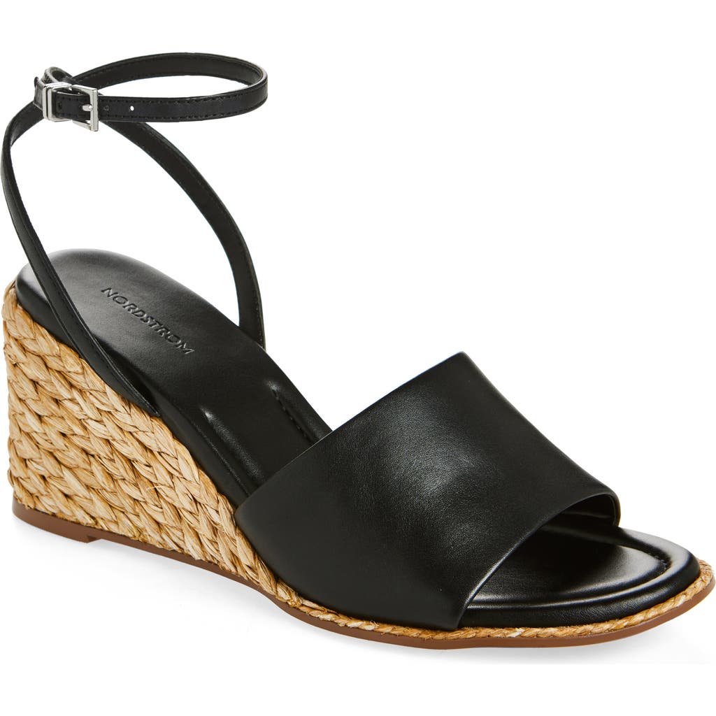 Nordstrom Arlene Ankle Strap Wedge Sandal In Black