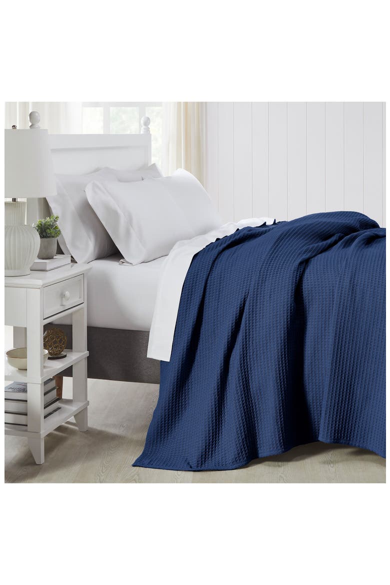Cotton Waffle Blanket, Alternate, color, NAVY