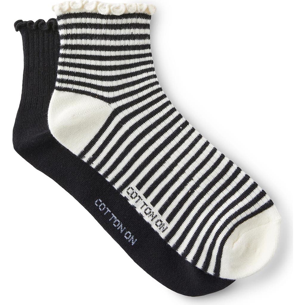 Cotton On The Perfect Pair Frill Rib Ankle 2pk In Multi