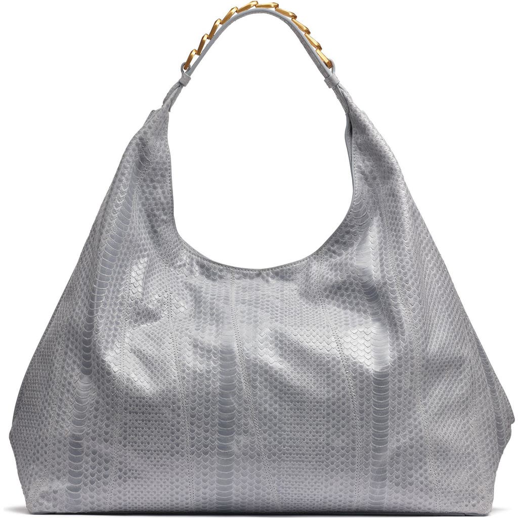 Shop Donna Karan New York Bellmore Large Skipper Snake Hobo Bag In Sky Grey