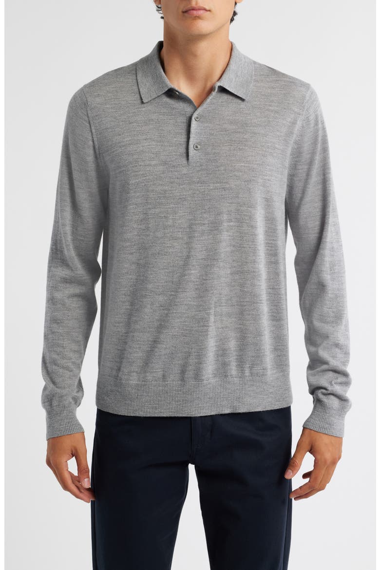 Long Sleeve Merino Wool Polo, Main, color, H. GREY