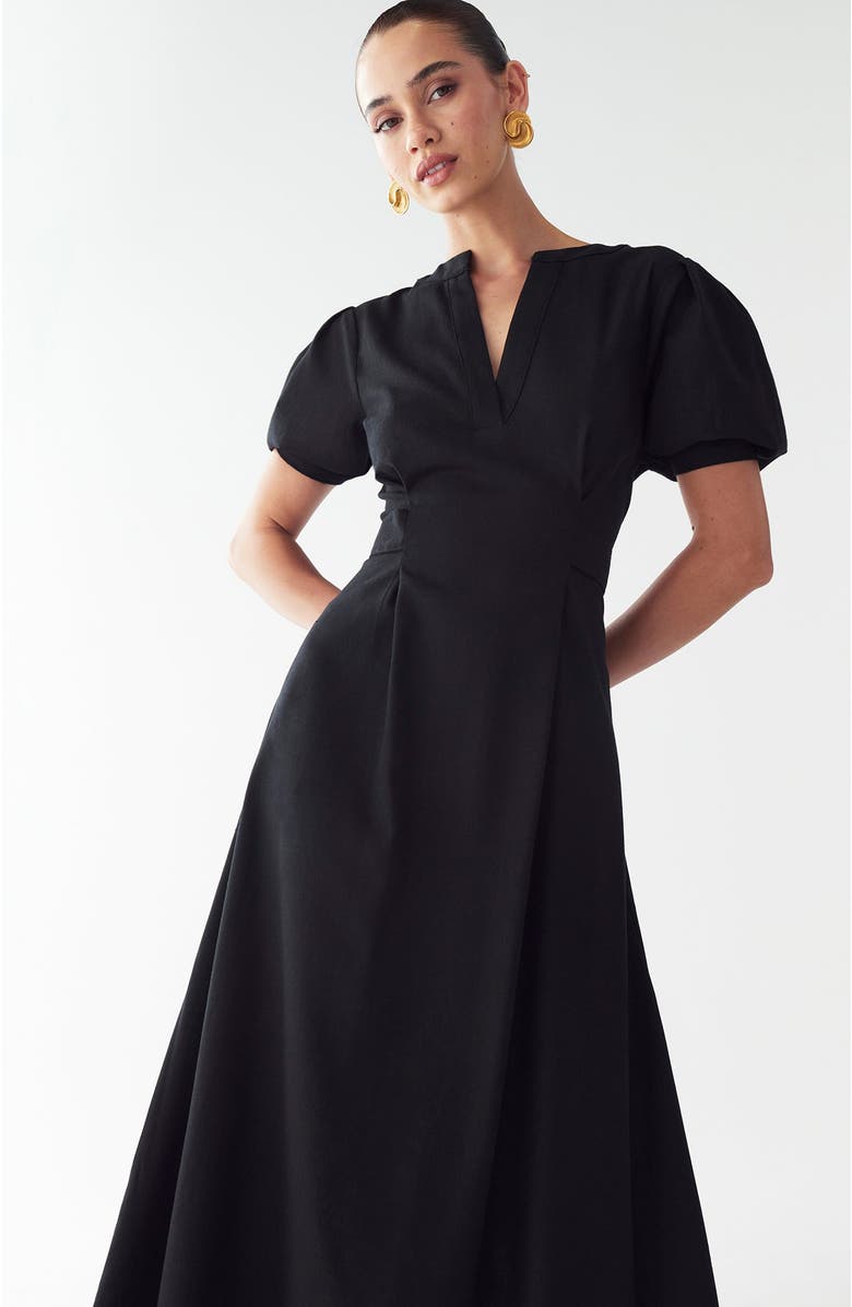 WILLA Winnie Midi Dress, Alternate, color, Black