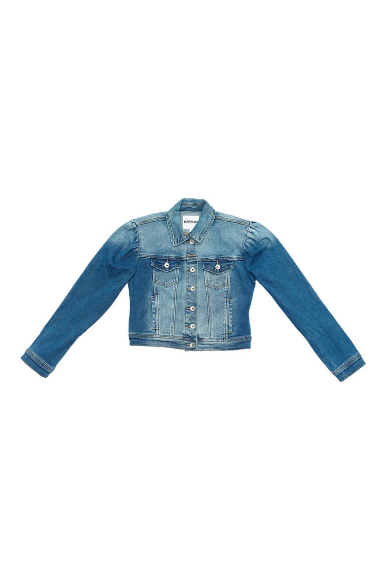 Puff Shoulder Crop Denim Jacket, Alternate, color, RAF