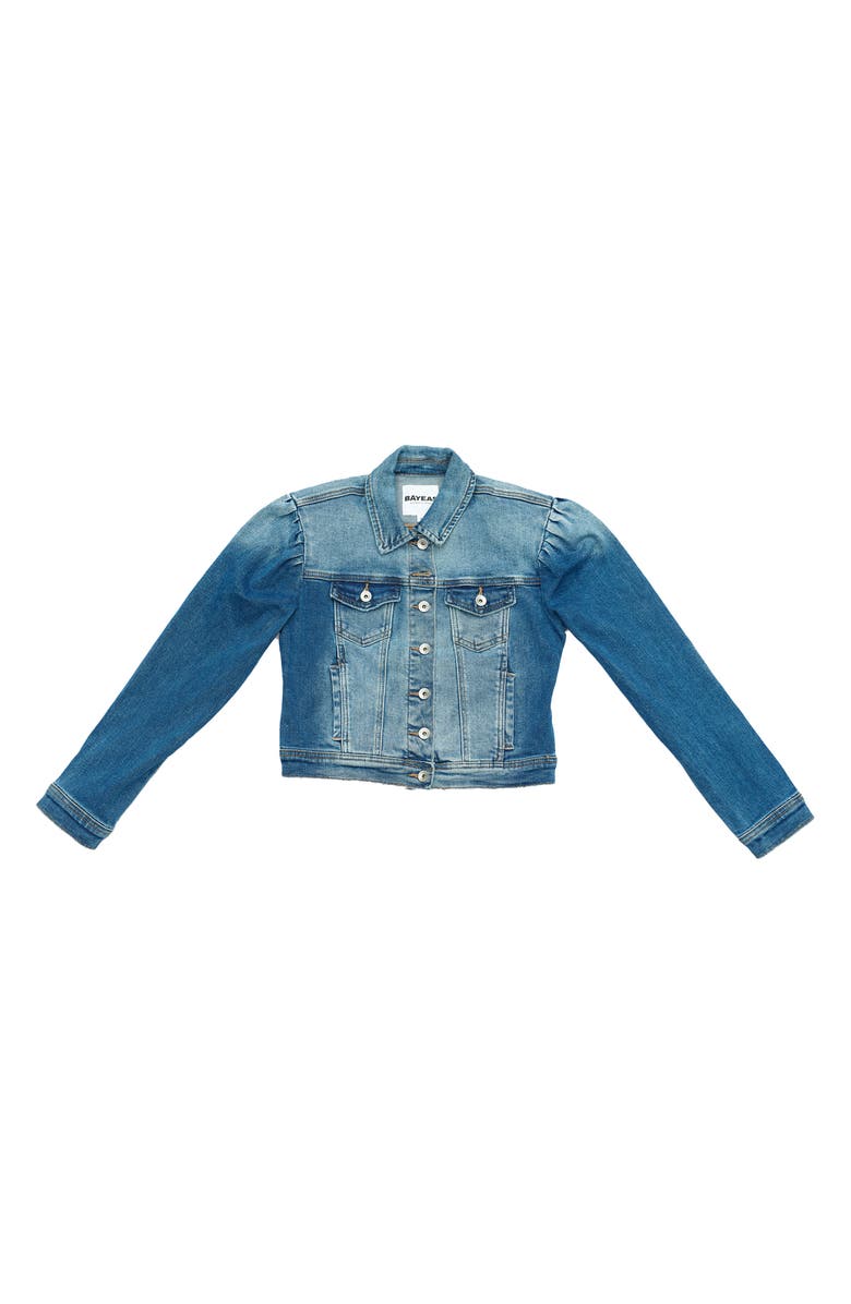Bayeas Puff Shoulder Crop Denim Jacket, Alternate, color, Raf