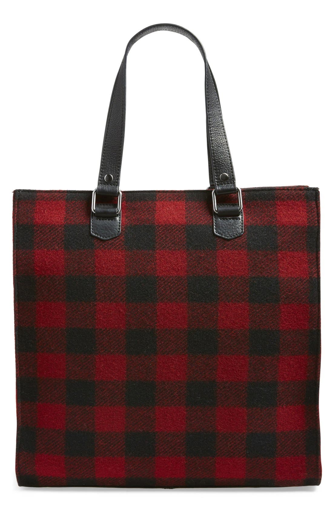 Australia 'Muir' Buffalo Check Tote, Alternate, color, BLACK/ RED