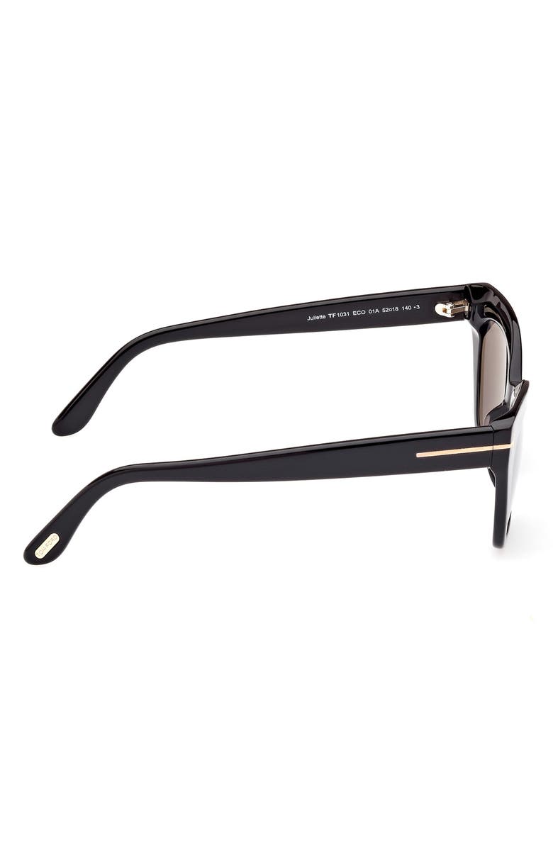TOM FORD Juliette 52mm Cat Eye Sunglasses, Alternate, color, Shiny Black / Smoke