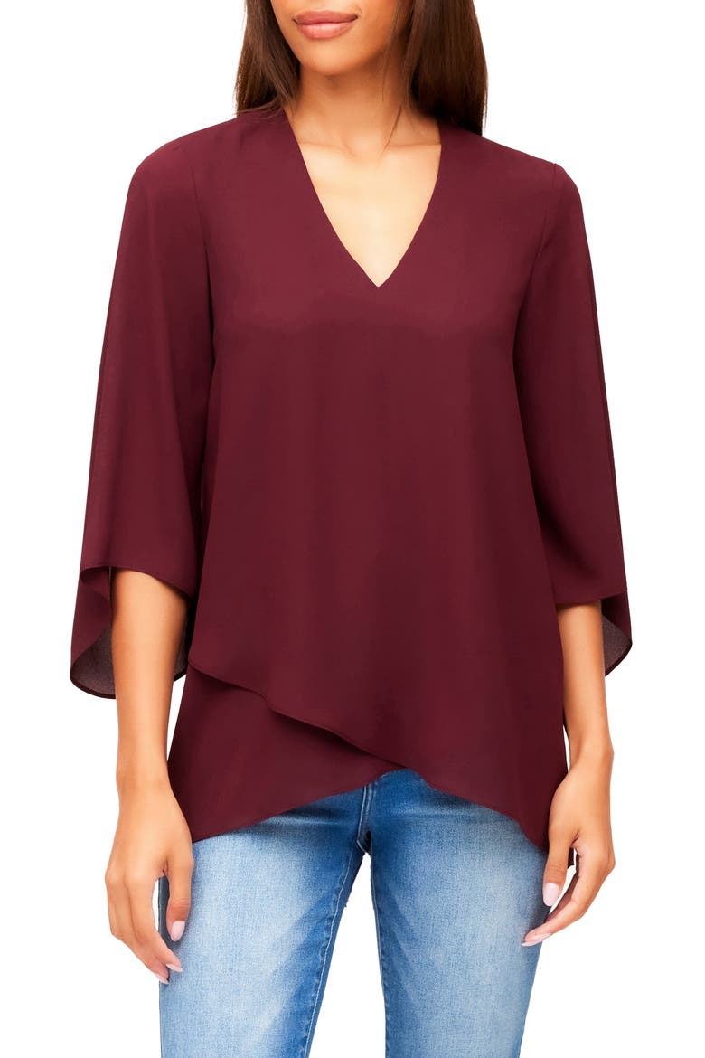 Asymmetrical Crepe Top, Main, color, WINE