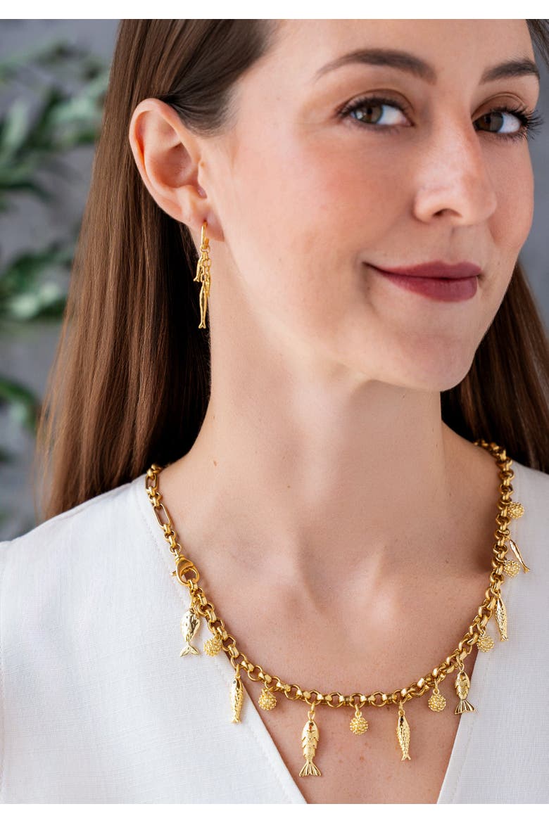 Fish Charm Convertible Necklace, Alternate, color, Gold