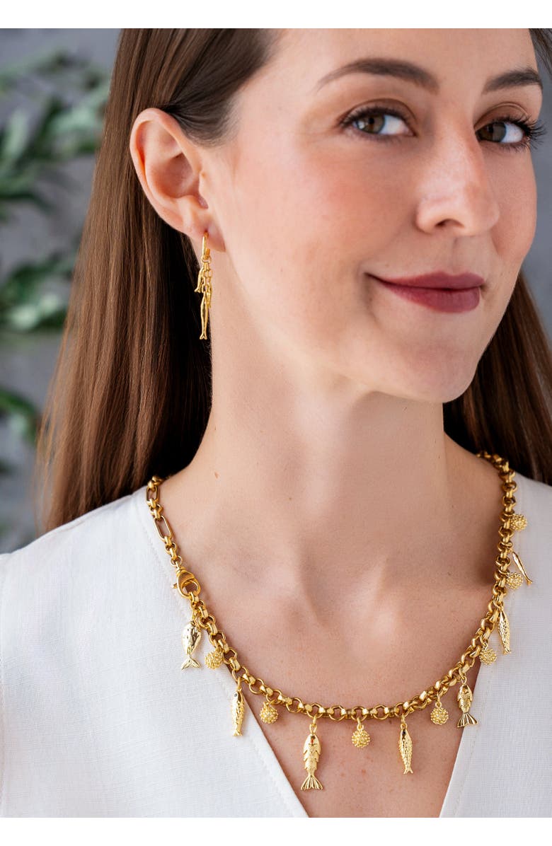 Loni Paul Jewelry Fish Charm Convertible Necklace, Alternate, color, Gold