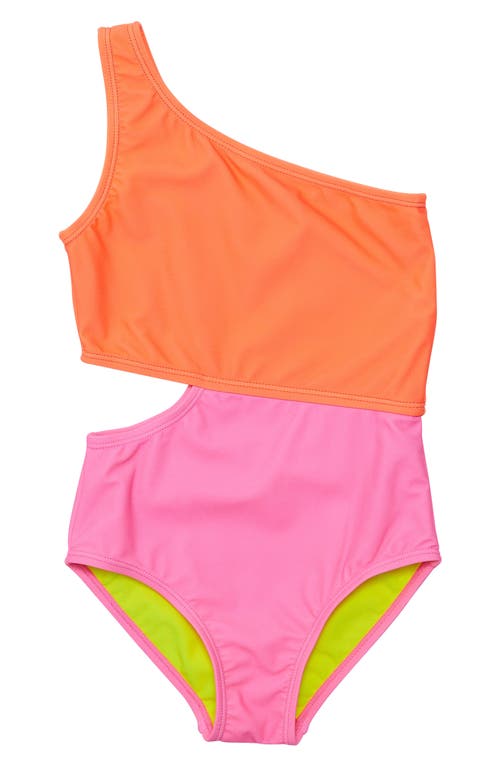 Snapper Rock Kids' Candy Colorblock Cutout One-Piece Swimsuit in Pink 