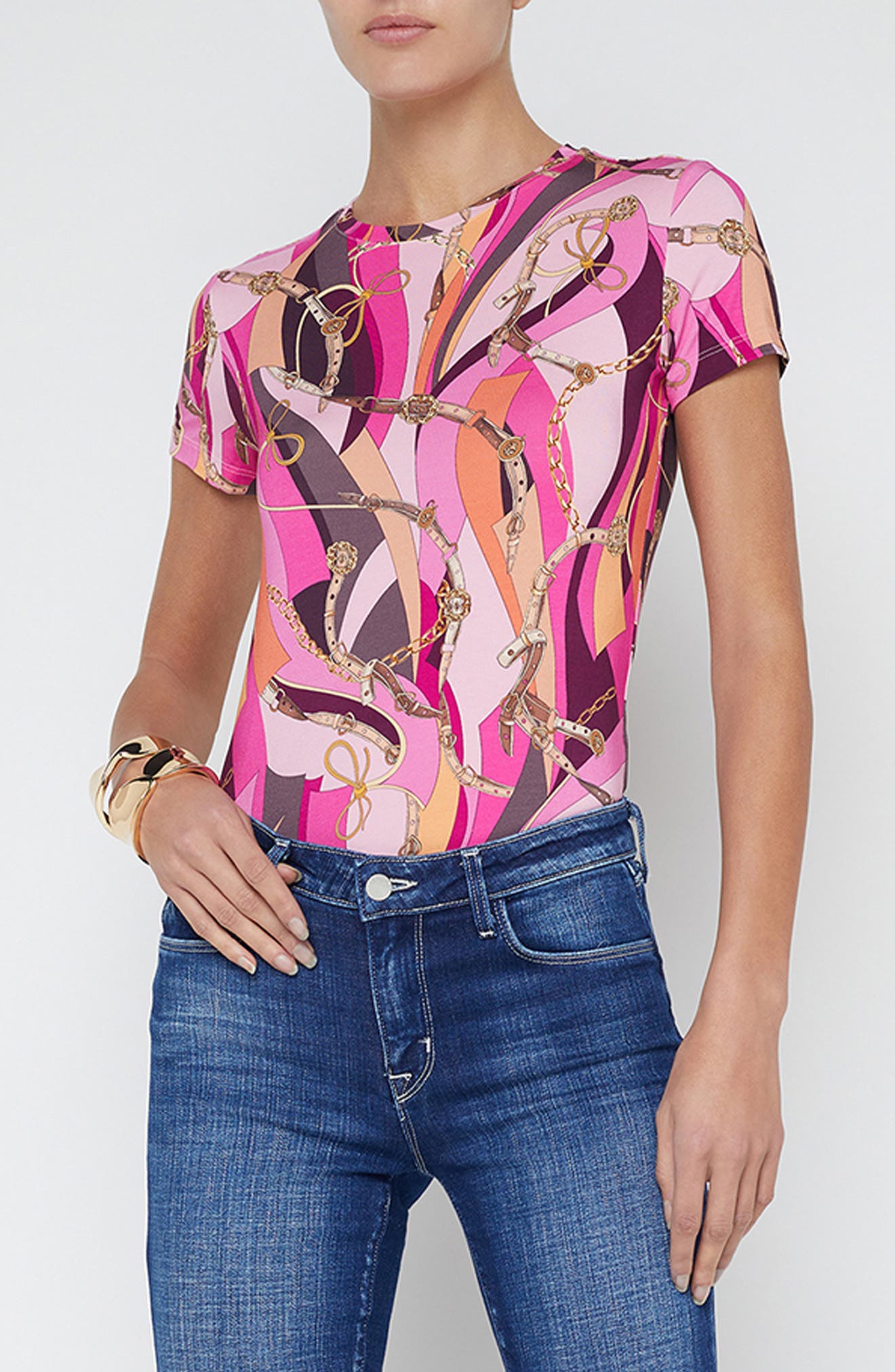 L'AGENCE Ressi Swirl Print T-Shirt