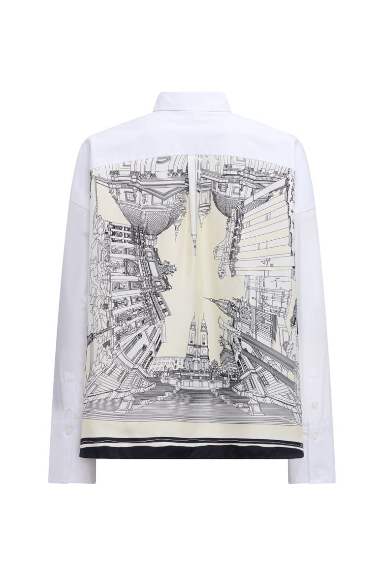 Sirene Rome Print Scarf-back Shirt, Main, color, White