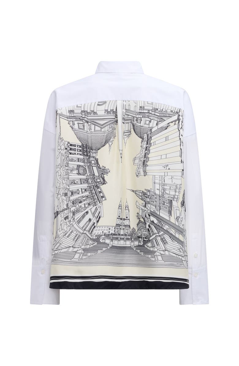 Callas Milano Sirene Rome Print Scarf-back Shirt, Main, color, White