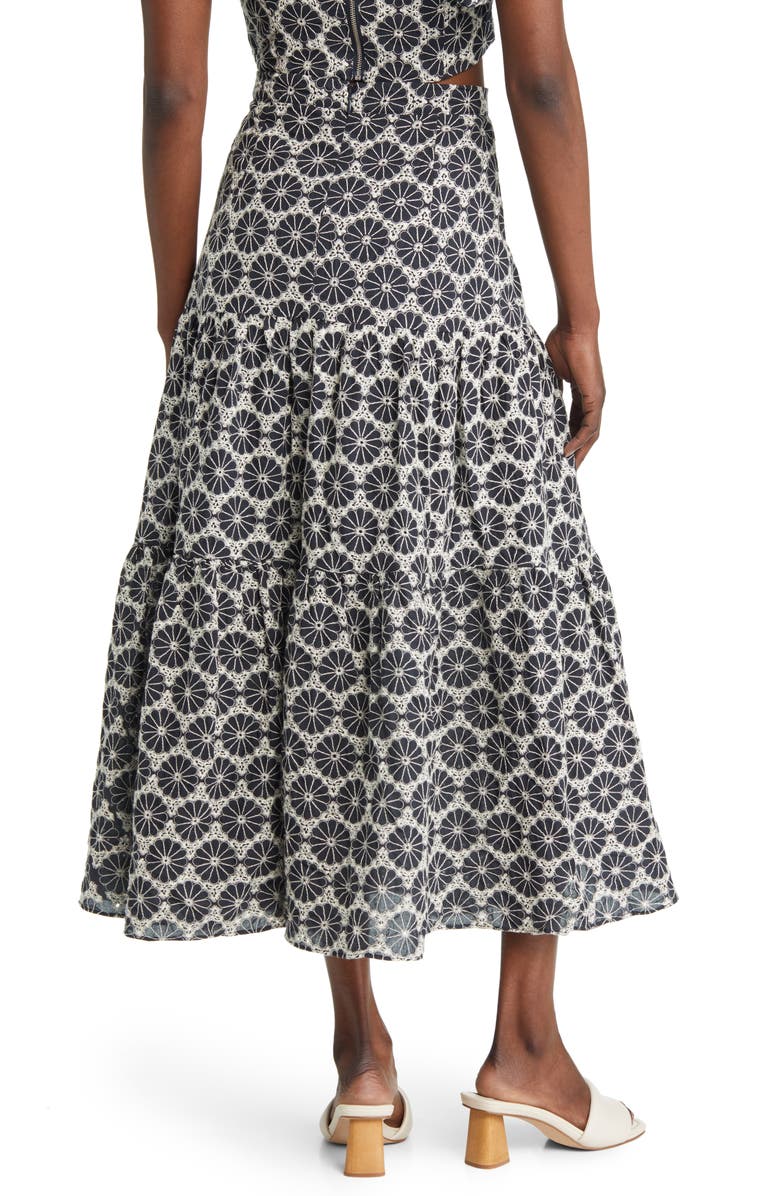 Bardot Kaela Embroidered Cotton Midi Skirt, Alternate, color, 