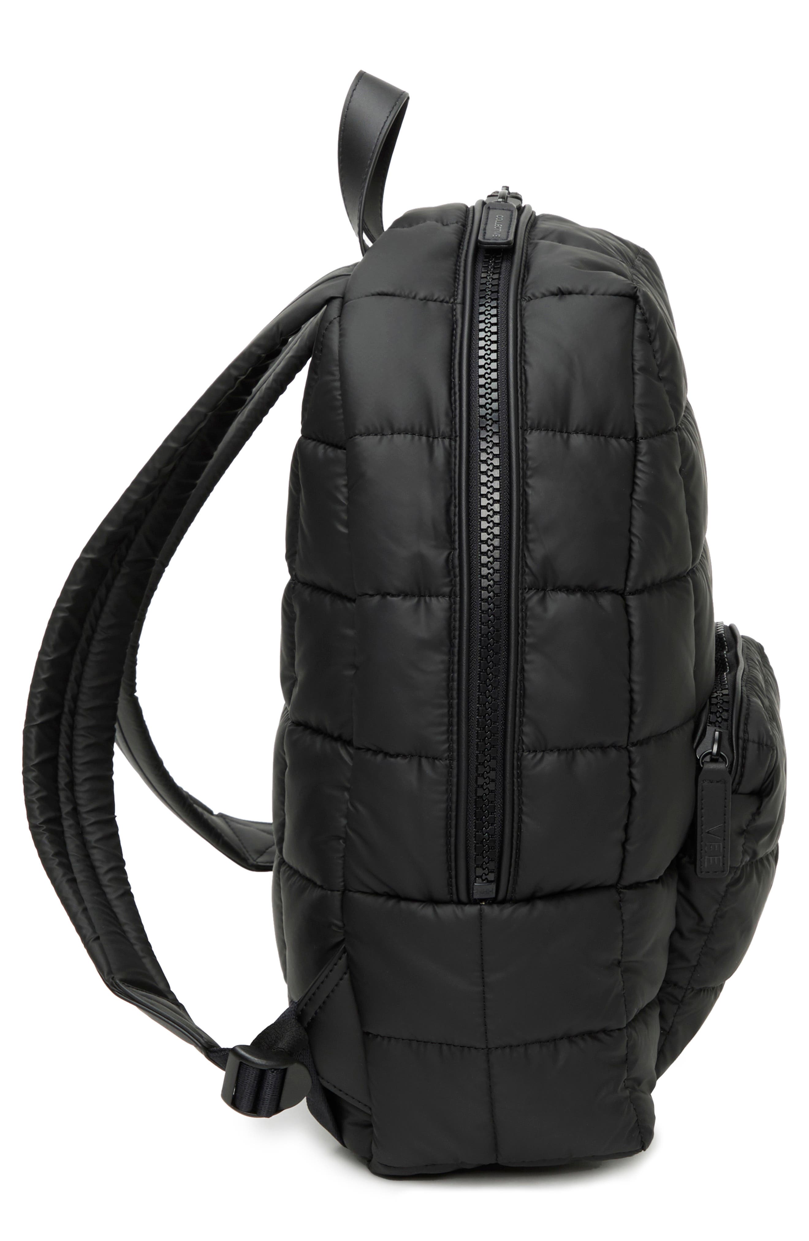 VeeCollective Porter Quilted Recycled Nylon Backpack, Alternate, color, Matt Black