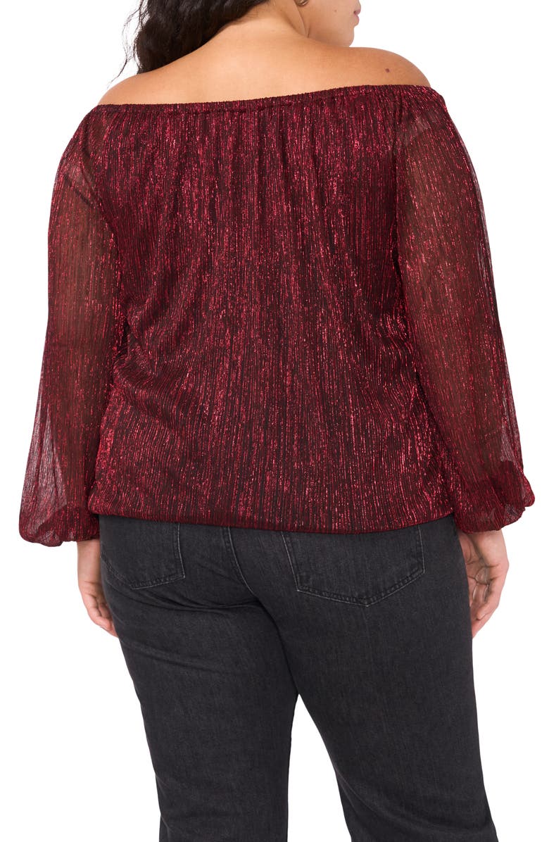 Vince Camuto Metallic Off the Shoulder Tie Hem Top, Alternate, color, 