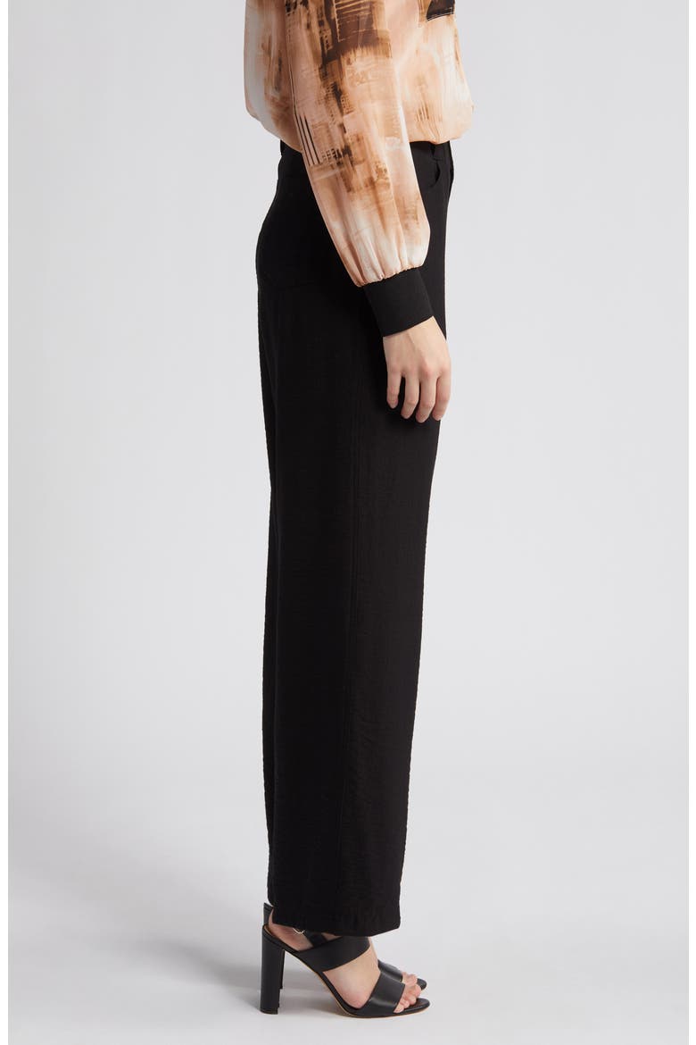 Crinkle High Waist Wide Leg Pants, Alternate, color, BLACK