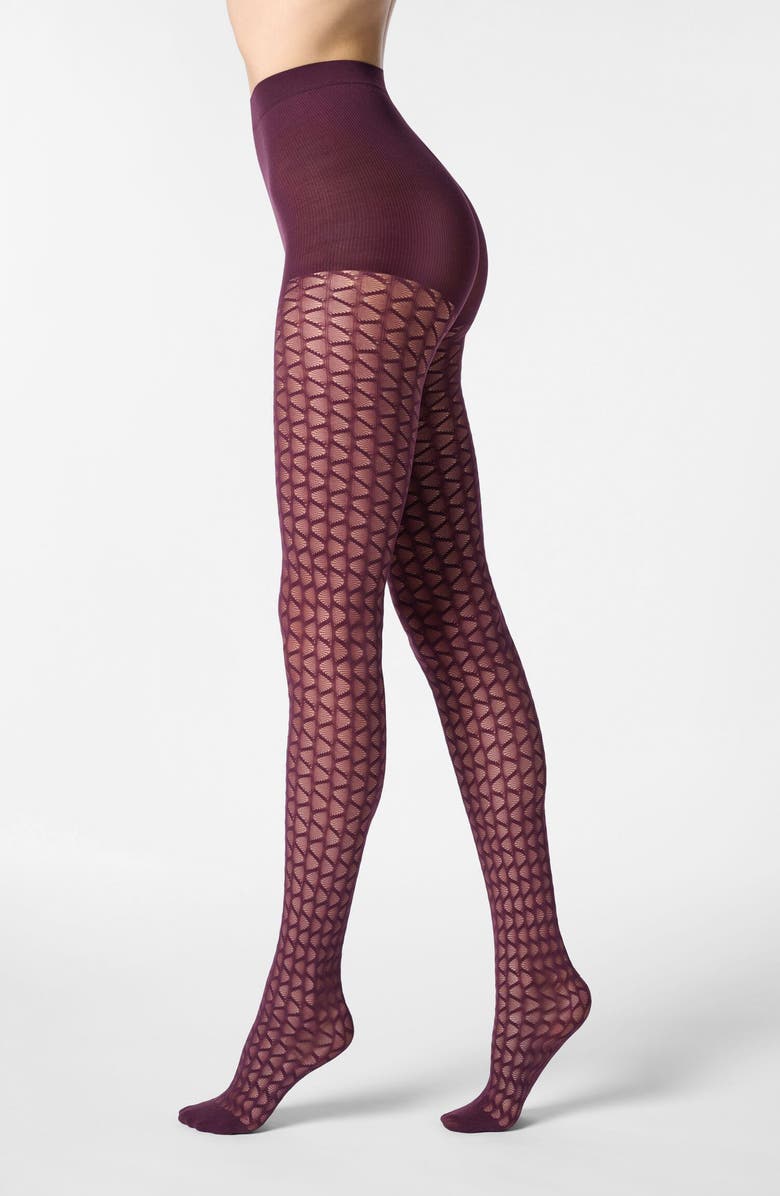Oroblu Graphic Wave Tights, Main, color, Plum