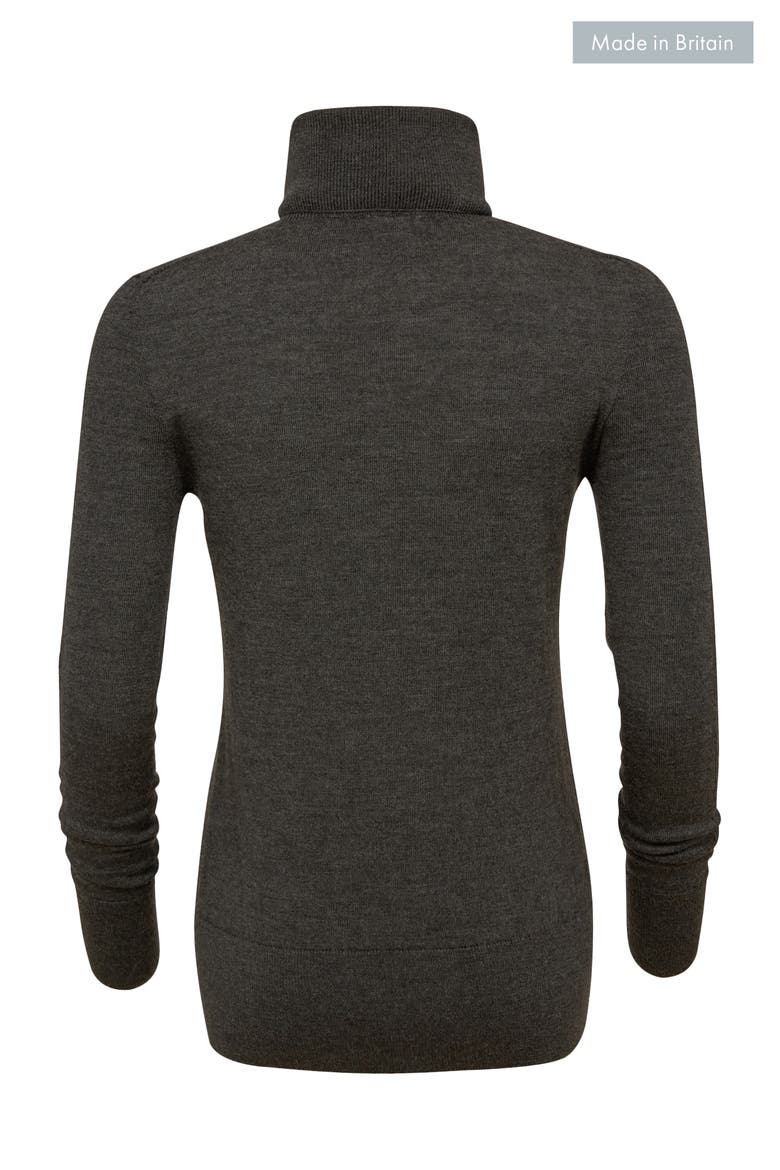 Merino Roll Neck Fitted Sweater, Alternate, color, CHARCOAL